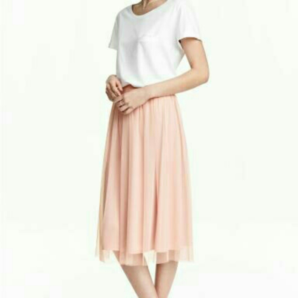 Blush Pink Tulle Mid-length Skirt